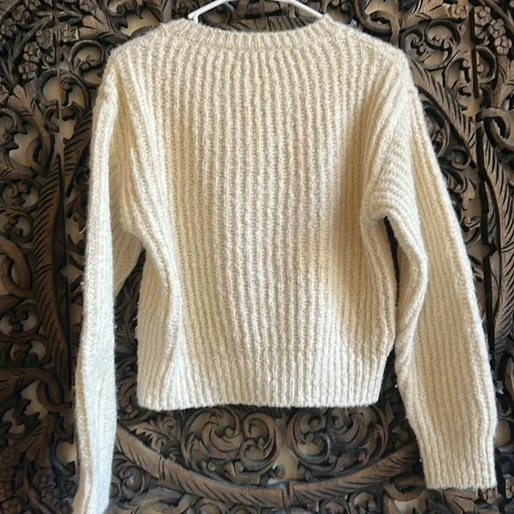 Sandro Paris Cream Ribbed wool alpaca blend sweater Small? - Picture 6 of 6